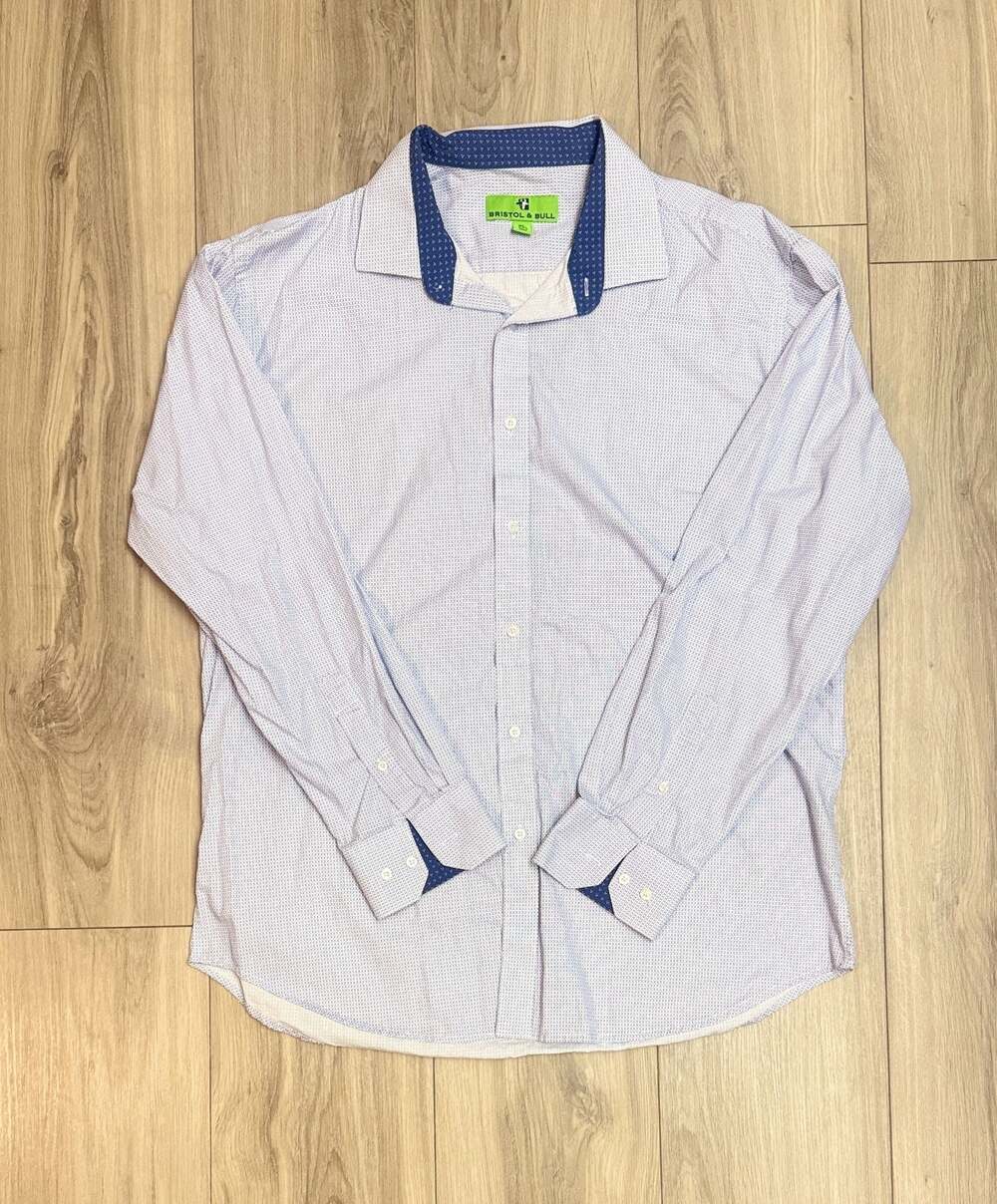 Bristol & Bull Men's Long Sleeve Button-Down Dress Shirt XL 17-17.5